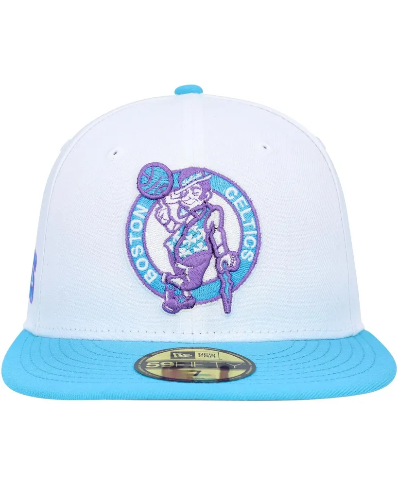 Men's New Era White Boston Celtics Vice Blue Side Patch 59FIFTY Fitted Hat