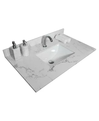 Simplie Fun 31 Inch Bathroom Stone Vanity Top Engineered Marble With Undermount Ceramic