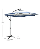 Outsunny 10FT Cantilever Umbrella, Offset Patio Umbrella with Crank and Cross Base for Deck, Backyard, Pool and Garden, Hanging Umbrellas