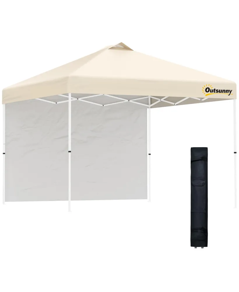 Outsunny 10' Pop-Up Canopy Party Tent with 1 Sidewall, Rolling Carry Bag on Wheels, Adjustable Height, Folding Outdoor Shelter