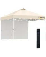Outsunny 10' Pop-Up Canopy Party Tent with 1 Sidewall, Rolling Carry Bag on Wheels, Adjustable Height, Folding Outdoor Shelter