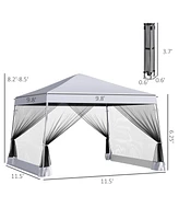 Outsunny 10' x 10' Pop Up Canopy, Foldable Canopy Tent with Carrying Bag, Mesh Sidewalls and 3