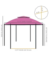 Outsunny 11.5' Steel Outdoor Patio Gazebo Canopy with Double roof Romantic Round Design & Included Side Curtains