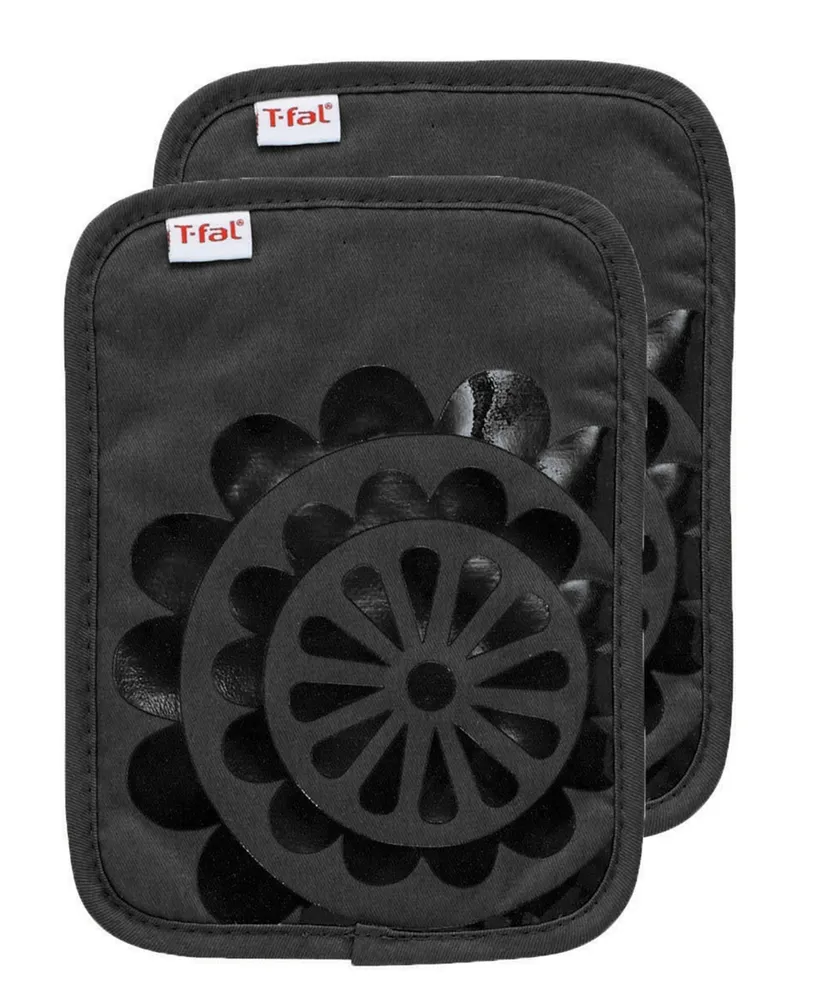 T-Fal Medallion Print Silicone and Cotton Twill Pot Holder, Set of 2