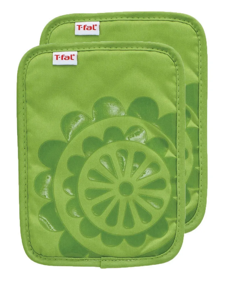 T-Fal Medallion Print Silicone and Cotton Twill Pot Holder, Set of 2