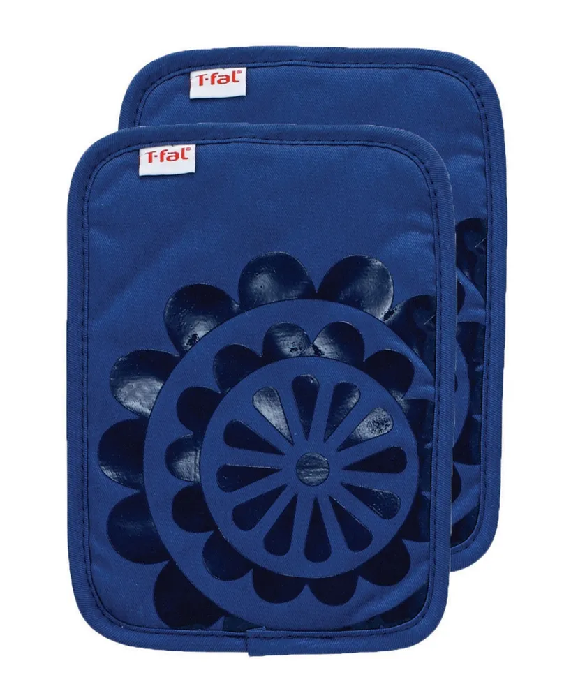 T-Fal Medallion Print Silicone and Cotton Twill Pot Holder, Set of 2