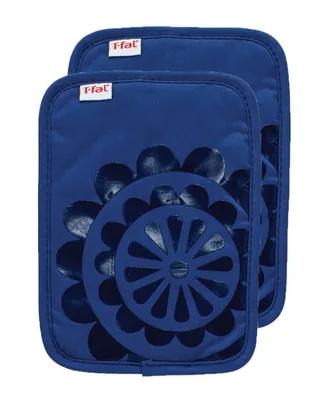 T-Fal Medallion Print Silicone and Cotton Twill Pot Holder, Set of 2