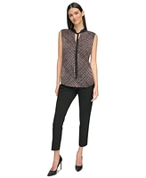 Tommy Hilfiger Women's Contrast Tie-Neck Sleeveless Top