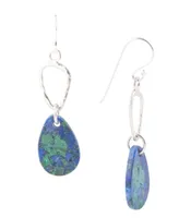 Barse Rose Sterling Silver and Genuine Azurite Drop Earrings