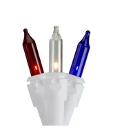 100-Count Red White Blue 4th of July Mini Light Set 20' White Wire