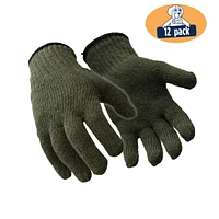 RefrigiWear Men's Military Style Ragg Wool Glove Liners (Pack of 12 Pairs)