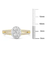 Diamond Oval Cluster Two Row Engagement Ring (1 ct. t.w.) in 14k Two-Tone Gold