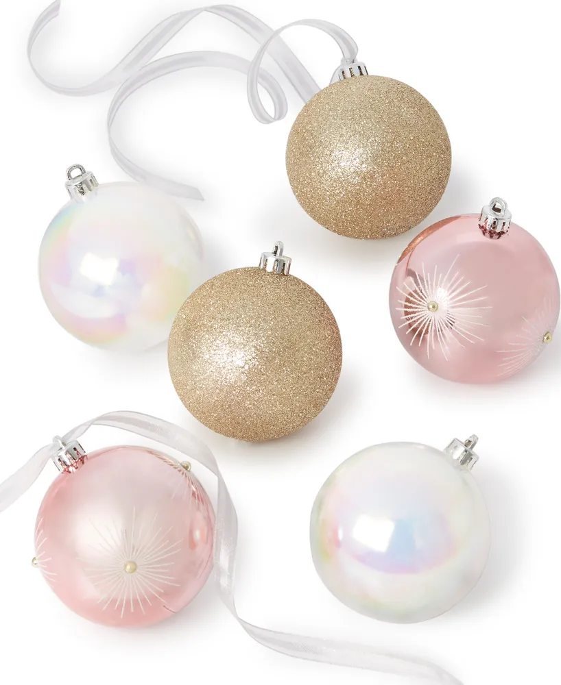 Holiday Lane Sugar Plum Plastic Ball Ornaments, Set of 6, Created for Macy's