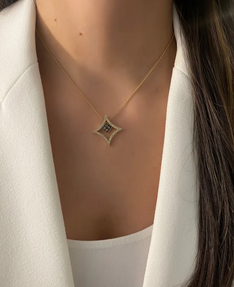 Le Vian Nude Diamond (1/3 ct. t.w.) & Chocolate Diamond (1/5 ct. t.w.) Geometric Pendant Necklace in 14k Gold