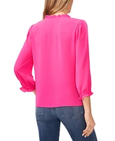 CeCe Women's Ruffled Button Front 3/4-Sleeve Blouse