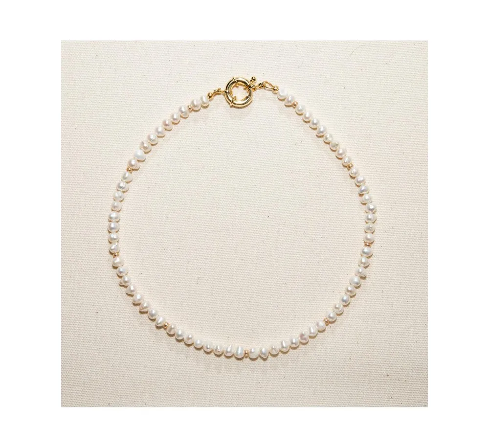 Joey Baby 18K Gold Plated Freshwater Pearls with Rose Gold Beads- Mathilde Necklace 17" For Women