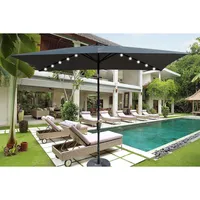 Streamdale Furniture 10 X 6.5FT Rectangular Patio Solar Led Lighted Outdoor Umbrellas With Crank And Push Button