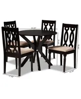 Callie Modern and Contemporary Fabric Upholstered 5 Piece Dining Set