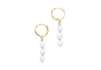 Joey Baby 18K Gold Plated Freshwater Pearls with Purple Glass Beads - Taro Earrings For Women