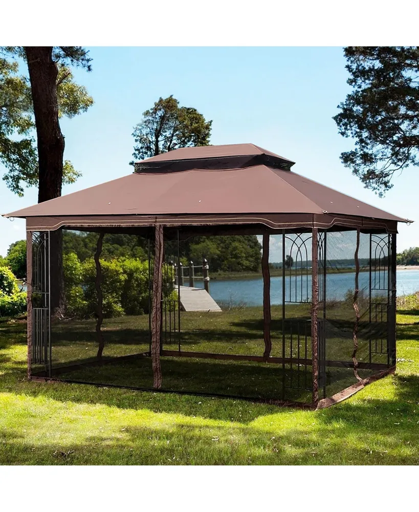 Streamdale Furniture 13 X 10 Outdoor Patio Gazebo Canopy Tent With Ventilated Double Roof And Mosquito Net