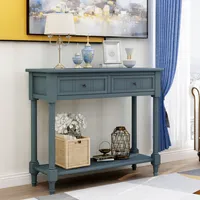 Simplie Fun Daisy Series Console Table Traditional Design With Two Drawers And Bottom Shelf