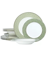 Noritake Infinity Green Platinum Piece Set, Service for 4