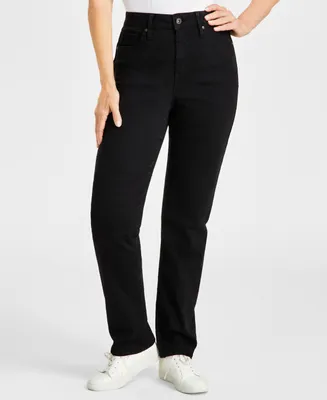 Style & Co Petite High-Rise Natural Straight-Leg Jeans, Short, Created for Macy's