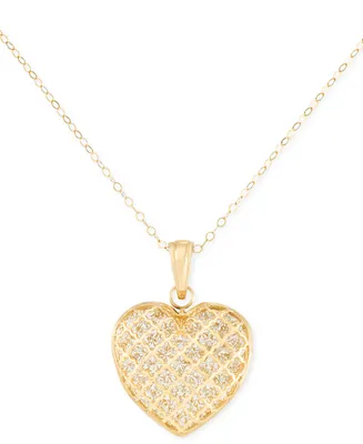 Textured Heart 18" Pendant Necklace in 10k Two-Tone Gold - Two