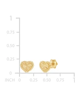 Children's Beaded Heart Stud Earrings in 14k Gold