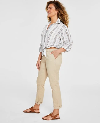 Tommy Hilfiger Women's Th Flex Hampton Cuffed Chino Straight-Leg Pants