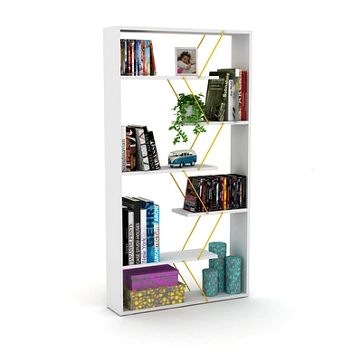 Streamdale Furniture Wood Frame Etagere Open Back 6 Shelves Bookcase Industrial Bookshelf