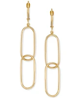 Double Oval Paperclip Drop Earrings in 10k Gold