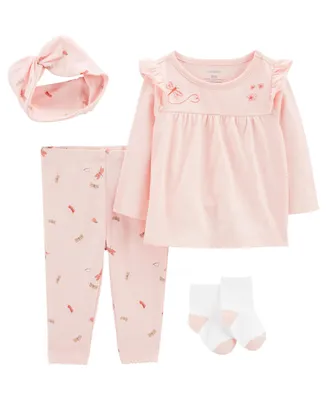 Carter's Baby Girls Top, Leggings, Socks and Headband, 4 Piece Set