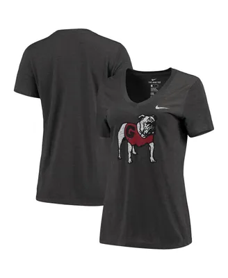 Women's Nike Heathered Black Georgia Bulldogs Vault Tri-Blend V-Neck T-shirt
