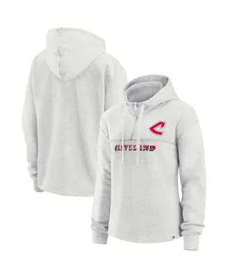 Women's Fanatics Oatmeal Cleveland Indians Cooperstown Collection True Classics Legacy Quarter-Zip Hoodie
