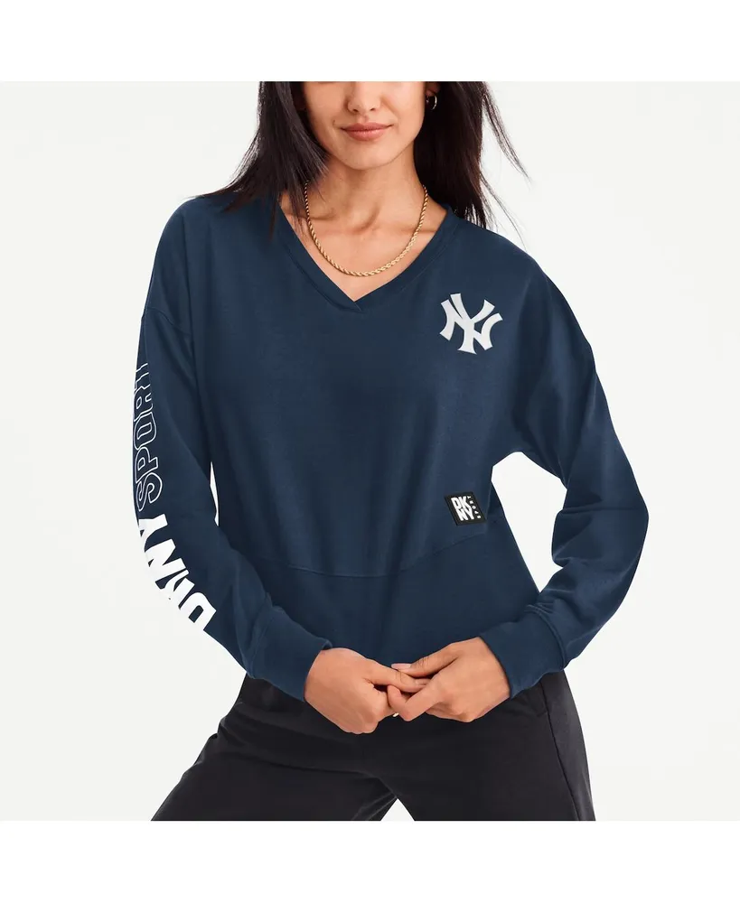 Women's Dkny Sport Navy New York Yankees Lily V-Neck Pullover Sweatshirt Size: Medium