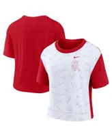 Women's Nike Red and White St. Louis Cardinals Line Up High Hip Fashion T-shirt