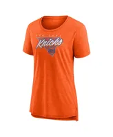 Women's Fanatics Heathered Orange New York Knicks True Classics Tri-Blend T-shirt