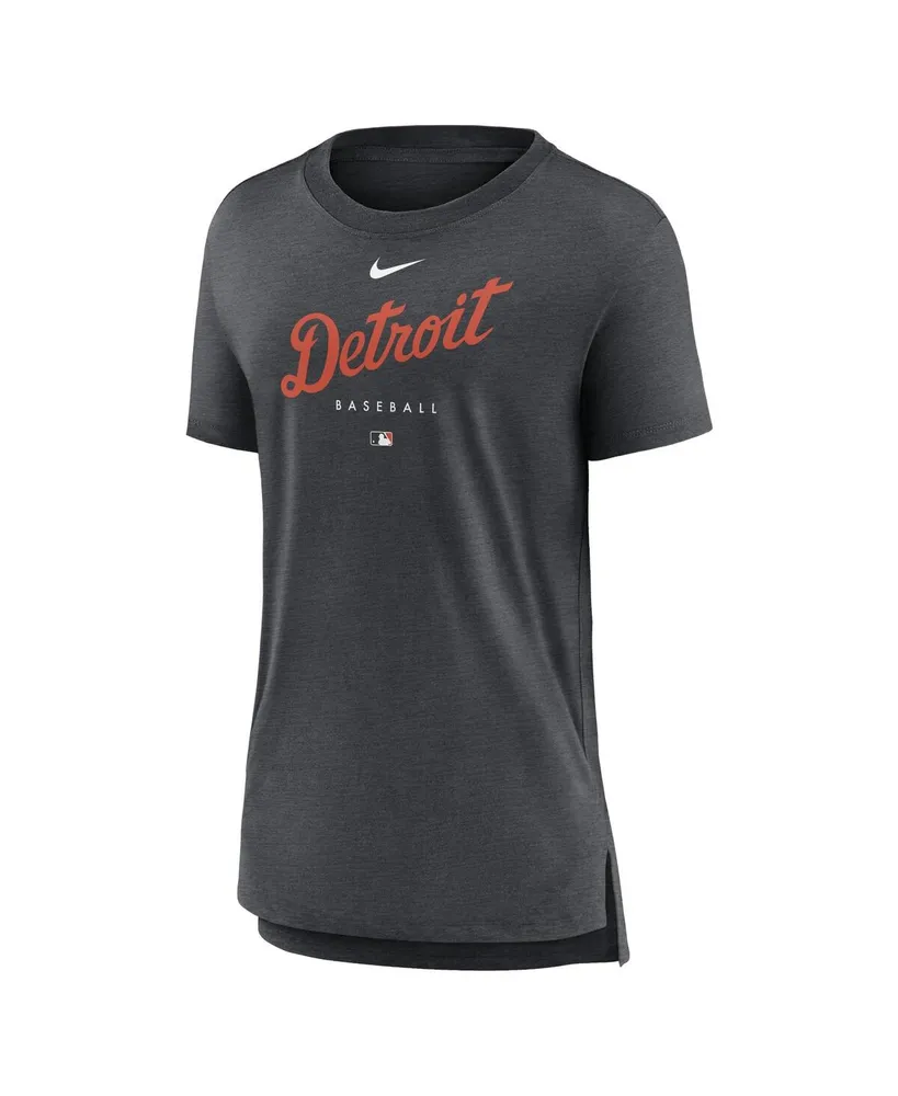 Women's Nike Heather Charcoal Detroit Tigers Authentic Collection Early Work Tri-Blend T-shirt