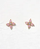 Girls Crew Crystal Pink Kia Flower Stud Earrings