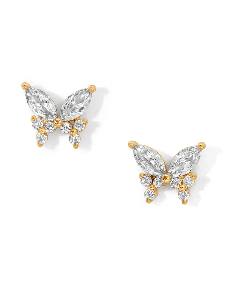 Girls Crew Faux Cubic Zirconia Remember Me Butterfly Stud Earrings