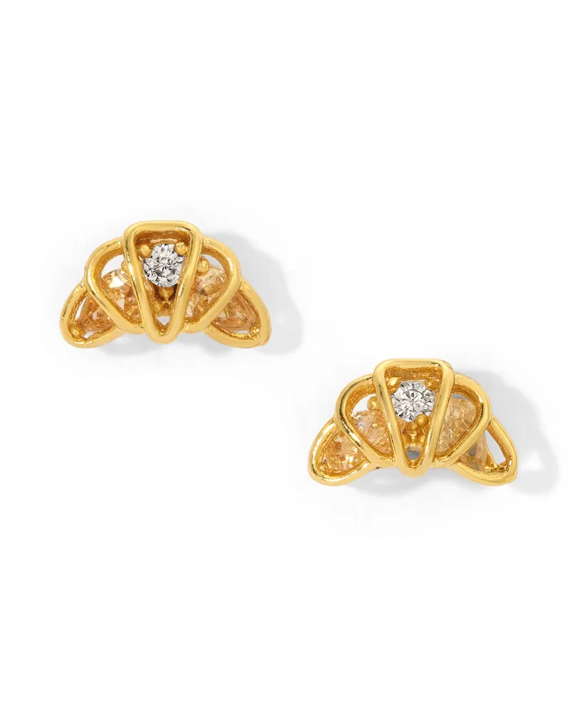 Girls Crew Faux Cubic Zirconia Croissant Stud Earrings