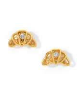 Girls Crew Faux Cubic Zirconia Croissant Stud Earrings