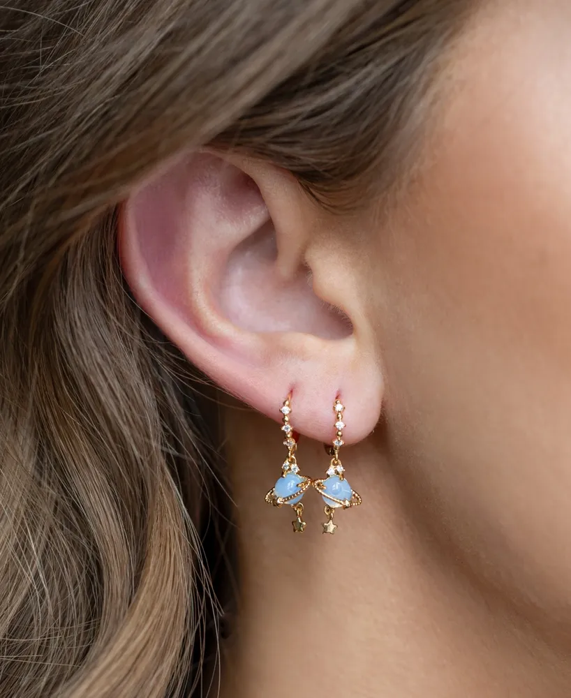 Girls Crew Crystal Celestial Blue Jupiter Hoop Earrings