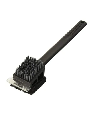Charcoal Companion Plastic 2-In-1 Safe Scrub Grill Brush Long Handle (Black)