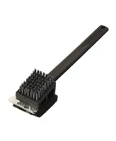 Charcoal Companion Plastic 2-In-1 Safe Scrub Grill Brush Long Handle (Black)