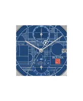 Bulova Men's Chronograph Frank Lloyd Wright Blueprint Brown Leather Strap Watch 39mm