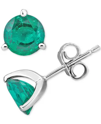 Lab-Grown Emerald Stud Earrings (2-1/3 ct. t.w.) in Sterling Silver