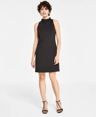 Calvin Klein Women's Beaded-Neck Sleeveless Dress