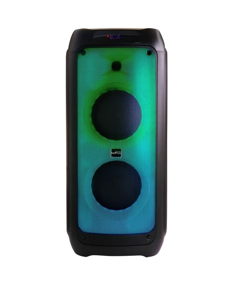 beFree Sound 2 x 8" Wireless Rechargeable Bluetooth Party Speaker with Led Illuminating Lights